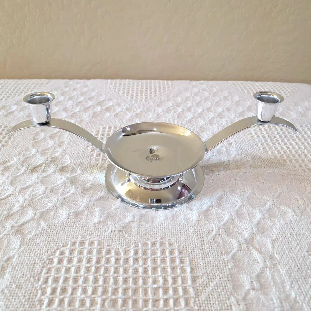 Vintage Silver Wedding Unity Candle Holder Home Decor Pillar Taper Candle Holder